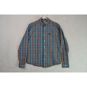 Cinch Boys XL (14) Shirt Blue Orange Plaid Western Button Up